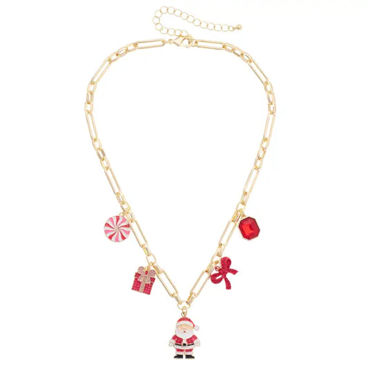Jolly Santa Multi Charm Necklace