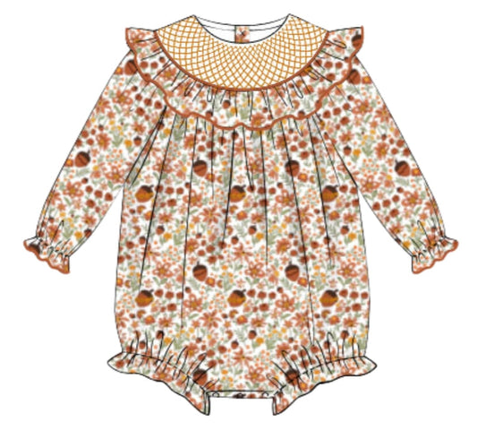 Fall Acorn Smocked Bubble