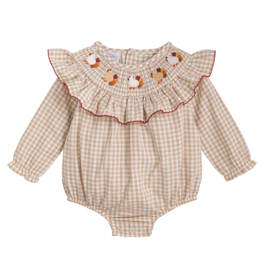 Gingham Turkey Smocked Bubble