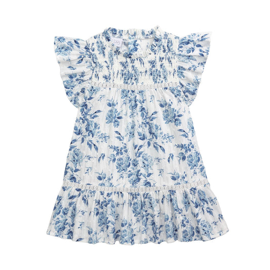Royal Flutter Floral Dress