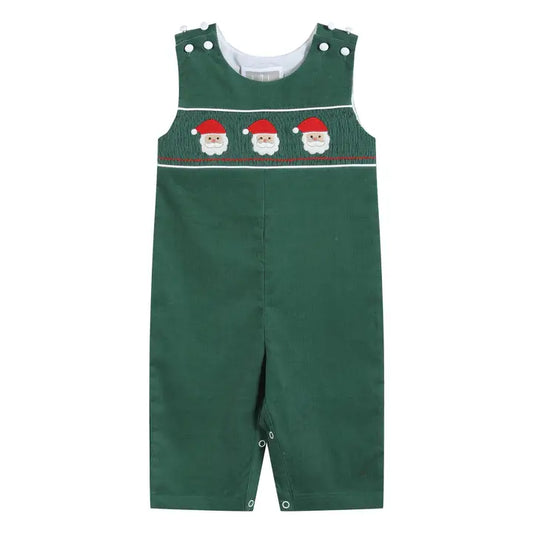 Embroidered Santa Smocked Overalls