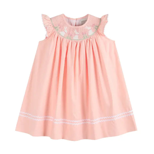 Coral Easter Smocked Dress