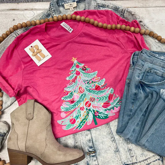 Pink Christmas Tree Tee