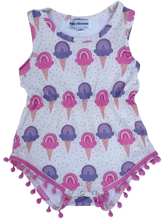 Rainbow Swirl Pom Pom Romper