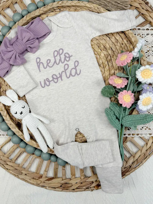 Lavender Hello World Footie