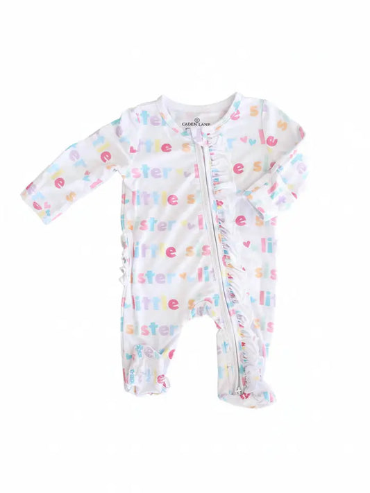 Little Sister Ruffle Zip Footie
