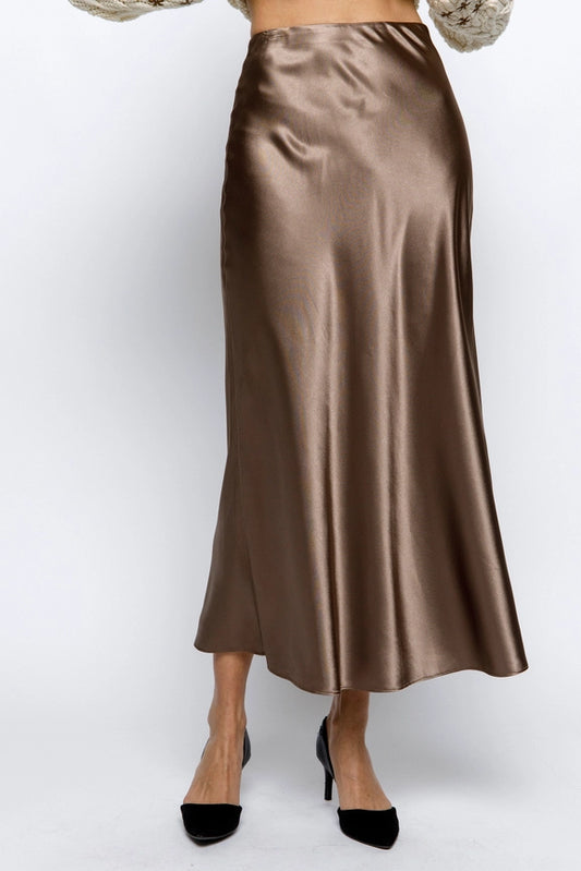 Storia Bronzed Satin Skirt