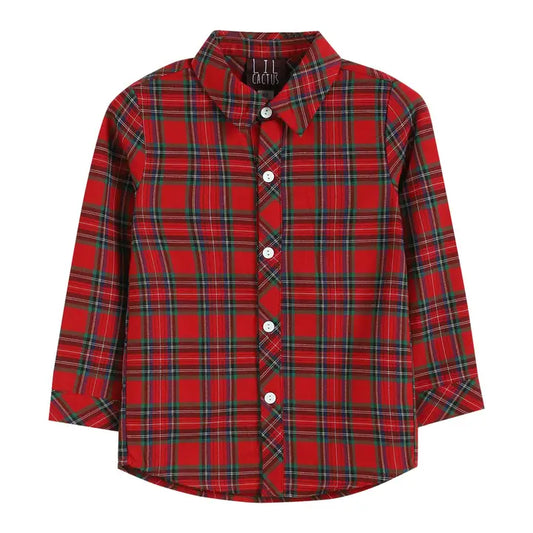 Red & Green Tartan Button Down Shirt