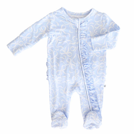 Blue-Tiful Bows & Ruffles Footie