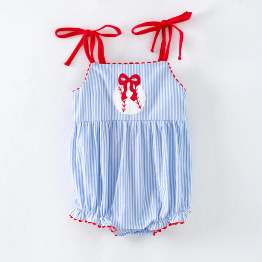 Baseball Pinstripe Tie Romper