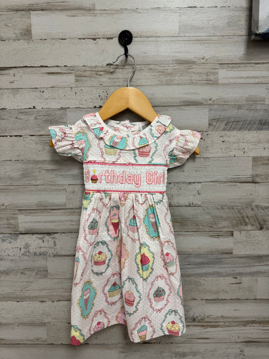 Pink & White Birthday Girl Smocked Dress