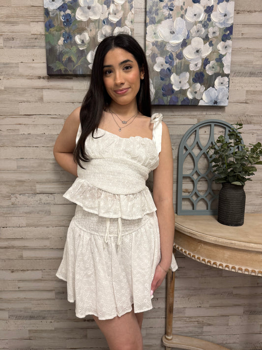 Eyelet Lane Mini Skirt