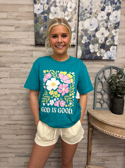God Is Good Floral Tee