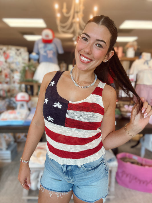 American Flag Knit Tank