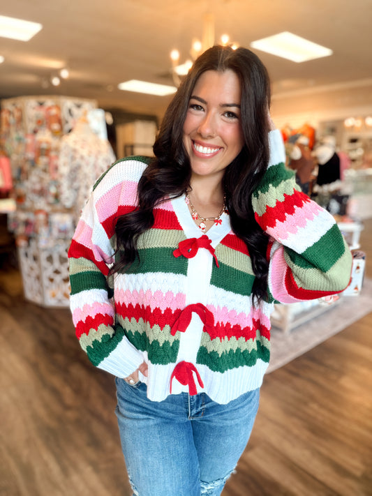 Holiday Ribbon Cardigan