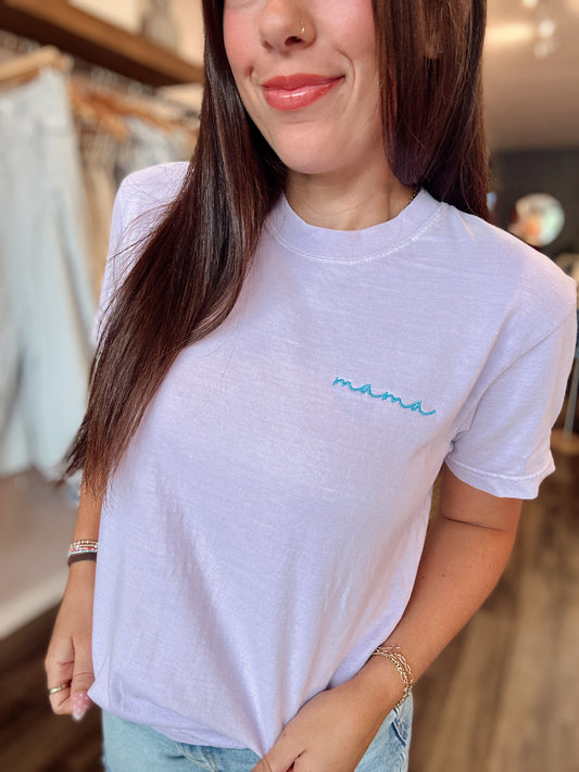 Lilac Dainty Mama Embroidered Tee