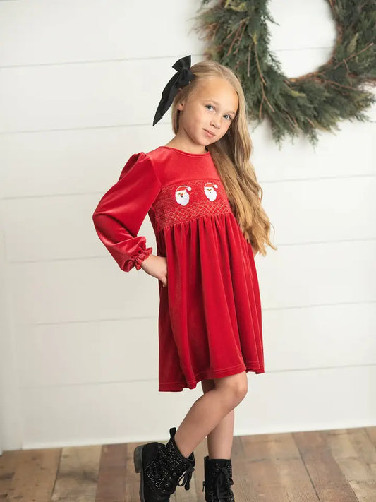 Velvet Santa Smocked Dress