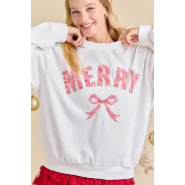 Gingham Merry Bow Sweater