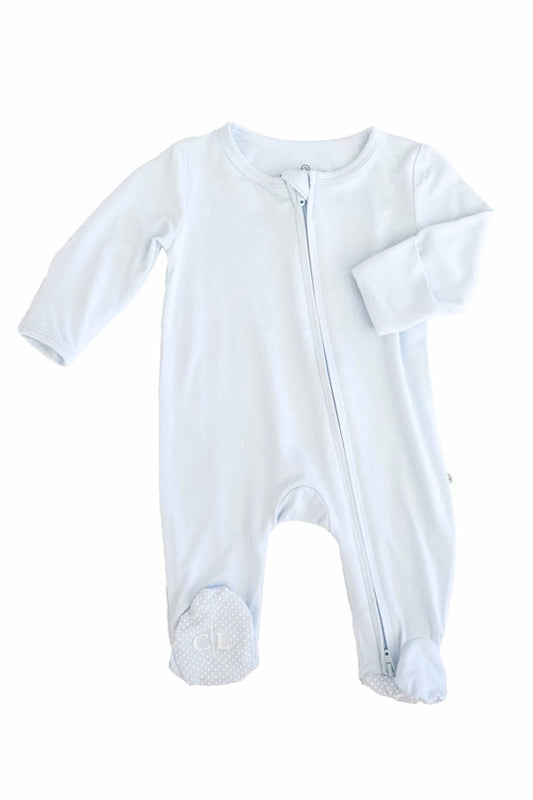 Baby Blue Bamboo Footie