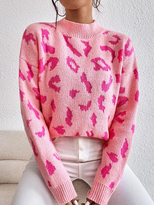 Lucy Leopard Mock Neck Sweater