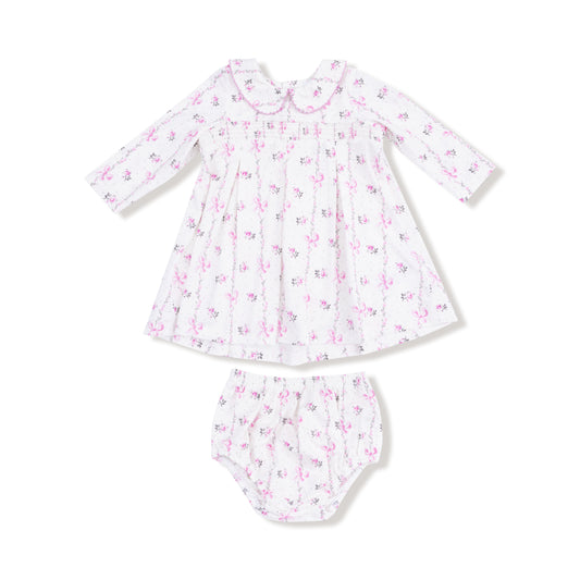 Dainty Bows Collar Dress W/ Diaper Cover