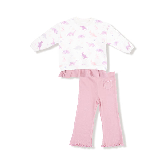 Purple Soft Dinos Sweatshirt & Pants Set