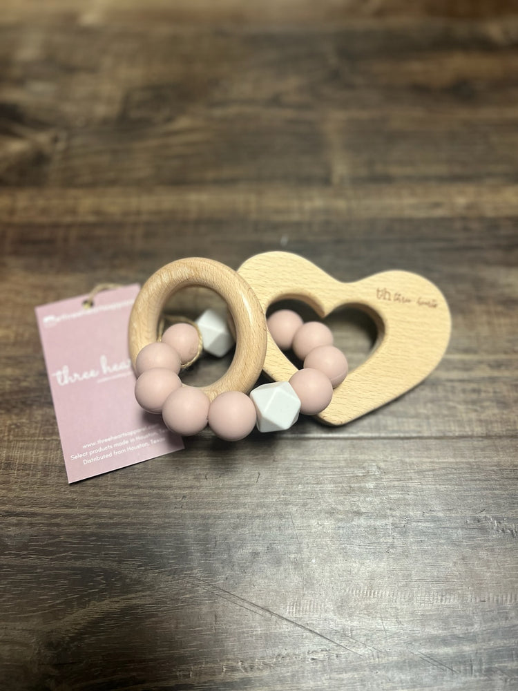 Three Hearts Wooden Heart Rattle