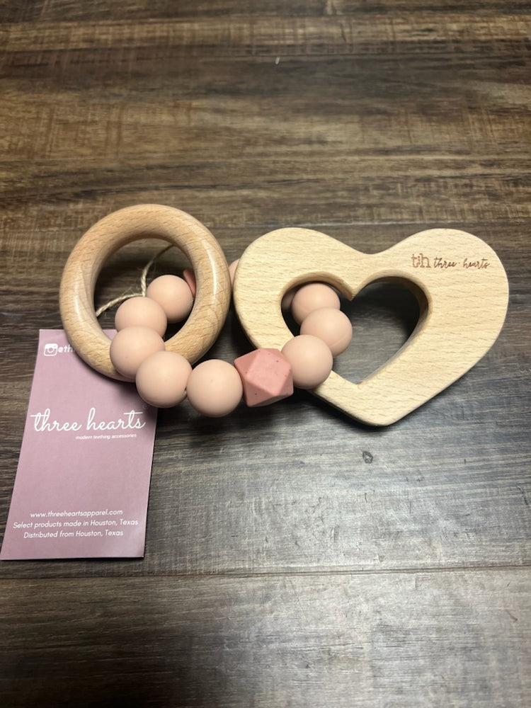 Three Hearts Wooden Heart Rattle