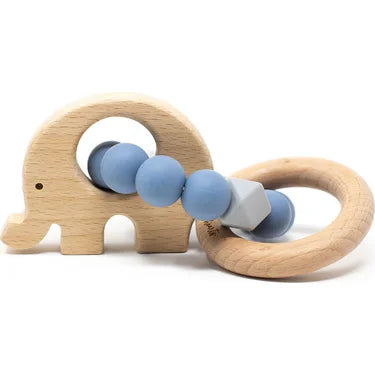 Three Hearts Wooden Elephant Rattle