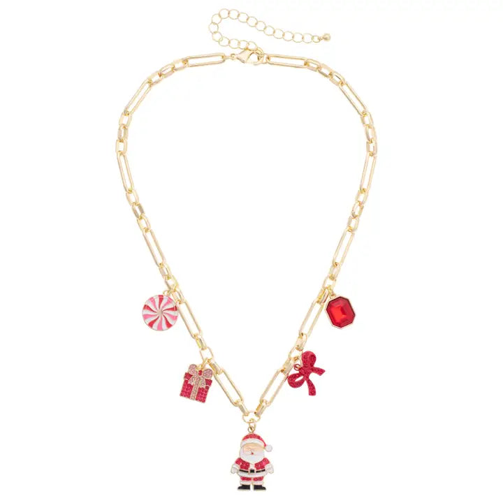 Jolly Santa Multi Charm Necklace
