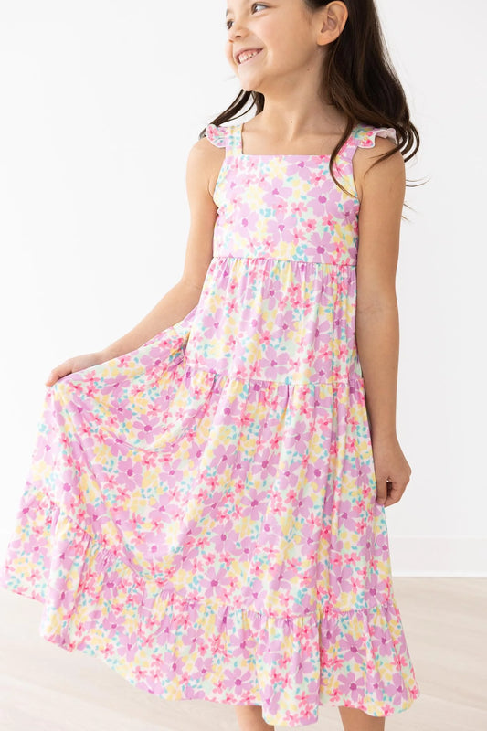 Watercolor Floral Ruffle Maxi Dress