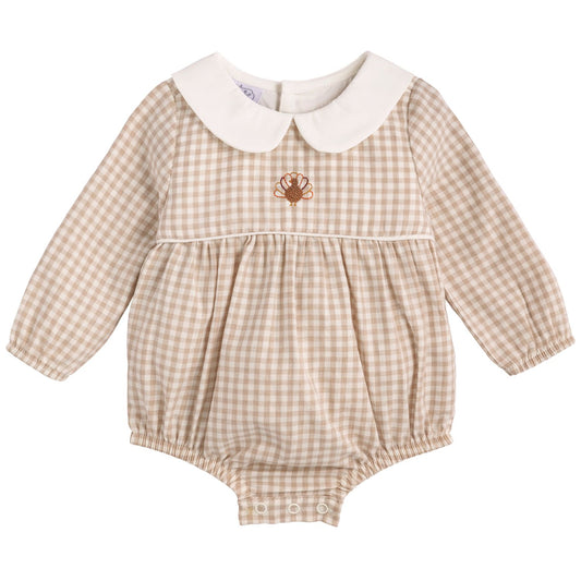 Gingham Turkey Peter Pan Collar Bubble