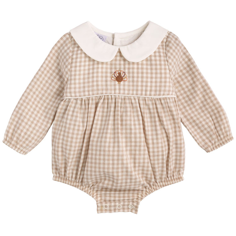 Gingham Turkey Peter Pan Collar Bubble