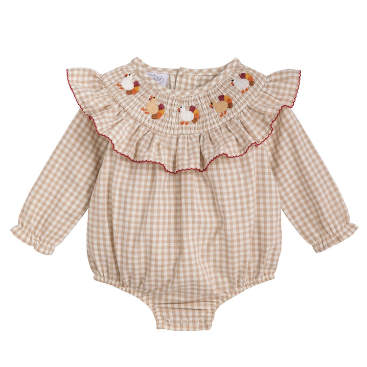 Gingham Turkey Smocked Bubble