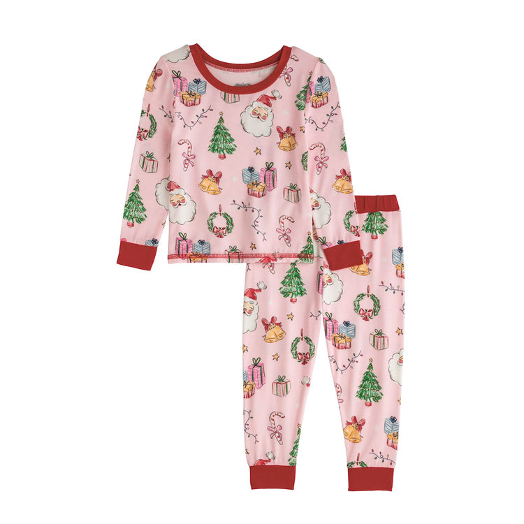 Pink Vintage Santa 2pc PJ Set
