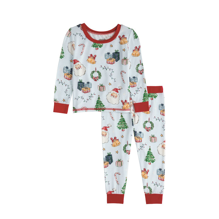 Blue Vintage Santa 2pc PJ Set