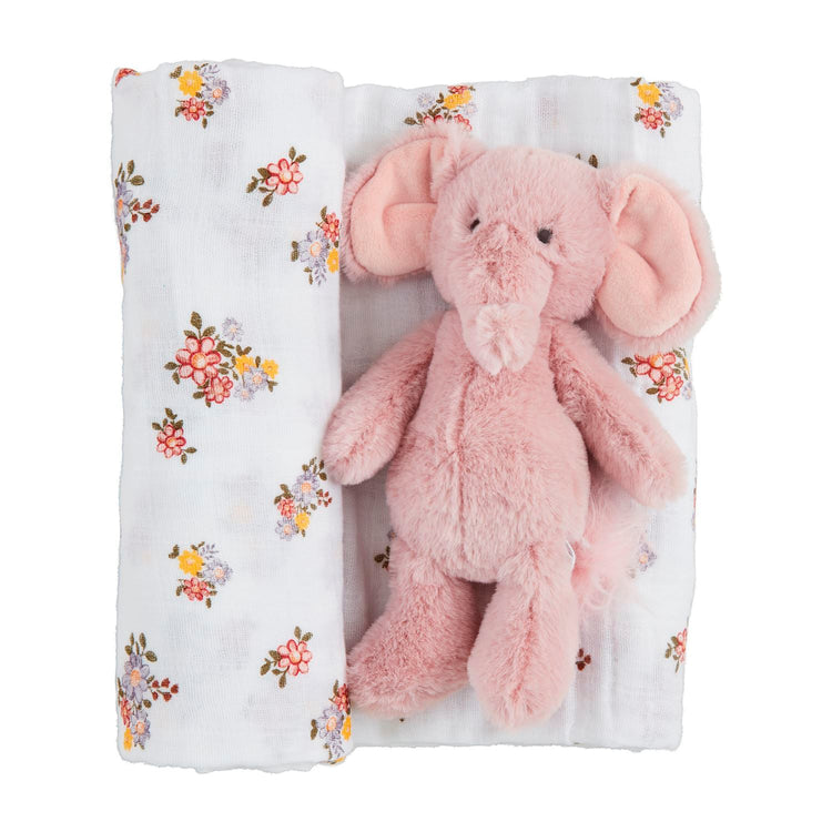 Knit Rattle & Muslin Swaddle Set