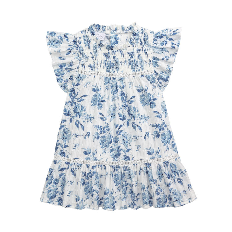 Royal Flutter Floral Dress
