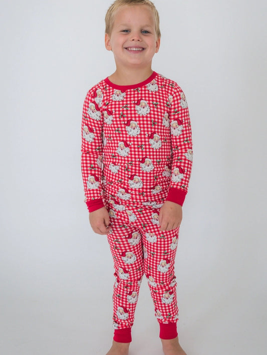 Gingham Santa Pajama 2pc Set