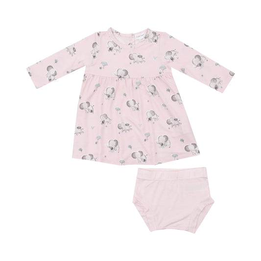 Pink & Gray Elephants Dress