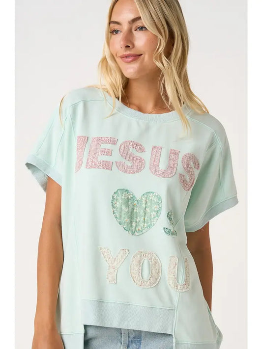 Jesus Loves You Patchwork Tee