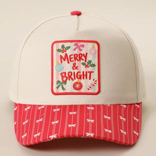 Embroidered Merry & Bright Ballcap