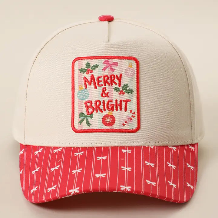 Embroidered Merry & Bright Ballcap