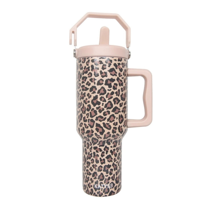 Brown Leopard Tumbler w/ Lid Handle