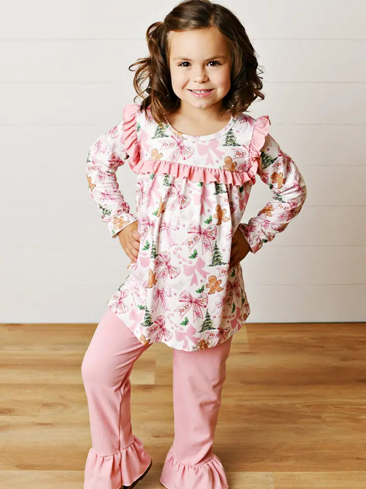 Pink Christmas Bow 2pc Set
