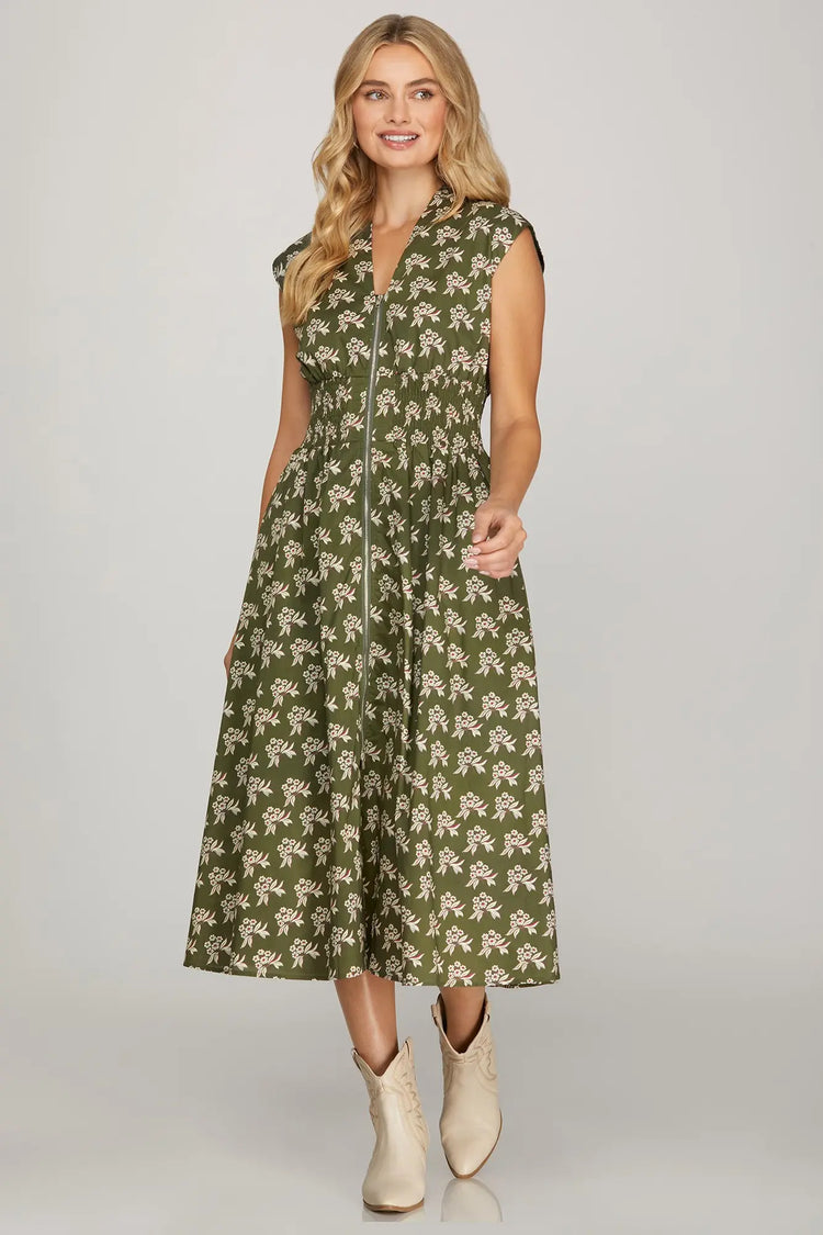 Maralyn Olive Floral Dress