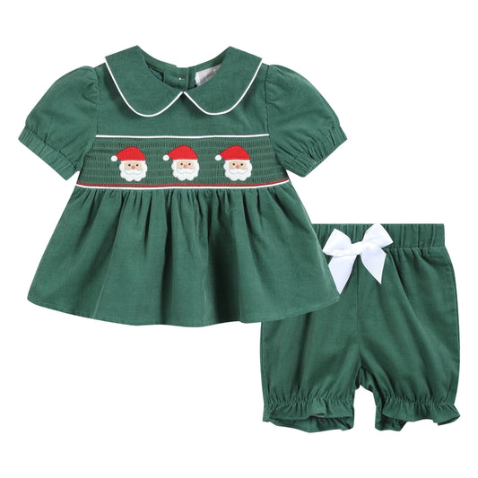 Embroidered Santa Collared 2pc Set