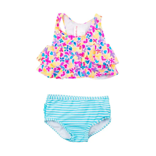 Girls Vibrant Neon Flounce Bikini