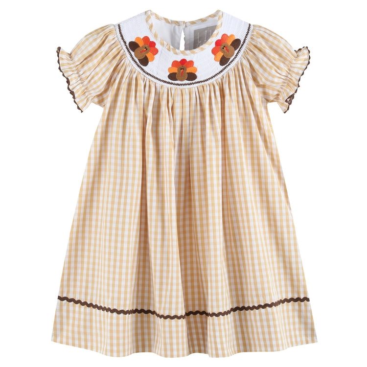 Gingham Turkey Smocked Dress