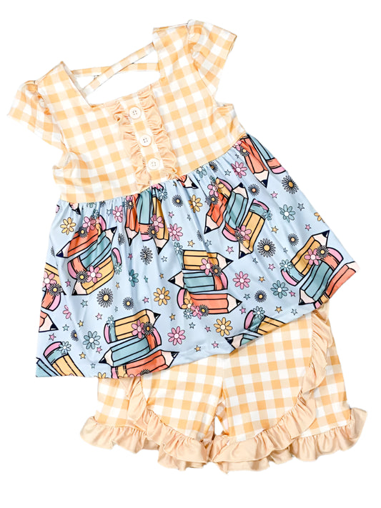 Gingham Pencil Set